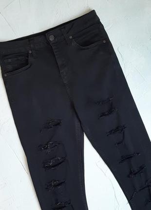 🌿1+1=3 великолепные черные зауженные джинсы стрейч topshop высокая посадка, размер 42 - 442 фото