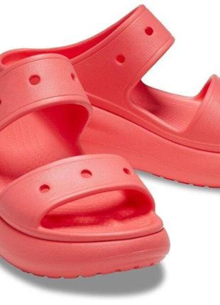 Крокс шльопанці сандалі рожеві на платформі crocs crush sandal neon watermelon5 фото