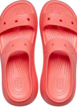 Крокс шльопанці сандалі рожеві на платформі crocs crush sandal neon watermelon10 фото