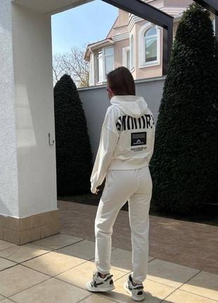 Костюм спортивный женский стильный модный молодежный эффектный с принтом на спине двунитка пенье арт 7023 фото