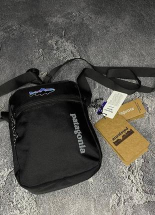 Мессенджер черный patagonia сумка через плечо из ткани патагония, барсетка повседневная средняя3 фото