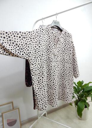 Сукня туніка вільного крою оверсаз у горошок із леопардовим принтом сукня-сорочка літо легка3 фото