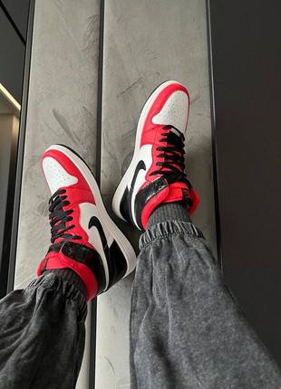 Кроссовки nike air jordan 1 retro high black / red /nike/найк3 фото