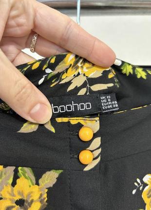 Роскошная черная макси юбка в цветочный принт boohoo 💛🖤6 фото