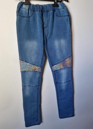 Нарядні джинси жіночі  джеггінси пайєтки y.f.k.