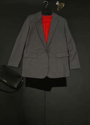 Удлиненный пиджак, прямого покроя, жакет свободного кроя,графитового цвета.1 фото