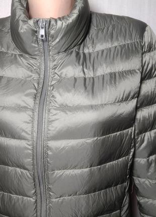 Куртка женская цвет хаки. пуховик. размер l. женская стеганая куртка с воротником-стойкой. женская куртка пуховик масло3 фото