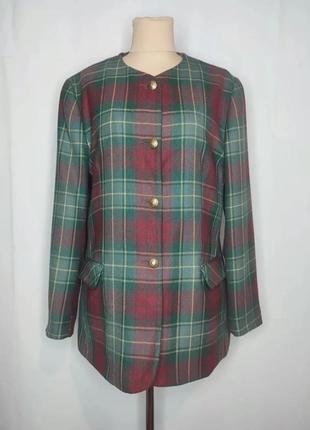 Піджак вовняний вінтажний, принт клітинка