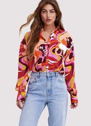 ❤️яркая шифоновая рубашка loavies размер хс. мини-нюанс❤️