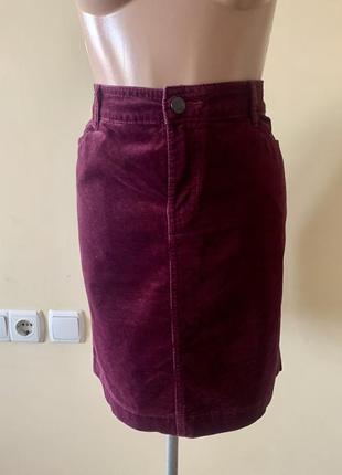 Вельветовая бордовая юбка марсала indigo collection размер 10-12 m l3 фото