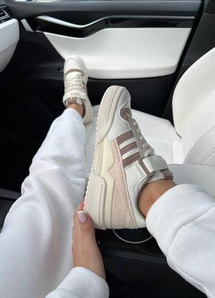 Женские кожаные кроссовки adidas forum 84 low white brown адидас форум7 фото