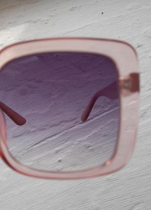 Очки солнцезащитные квадратные розовые с блестками6 фото