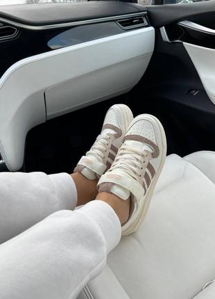 Жіночі шкіряні кросівки adidas forum 84 low white brown адідас форум3 фото