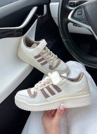 Жіночі шкіряні кросівки adidas forum 84 low white brown адідас форум