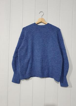 Оверсайз свитер небесно голубого цвета с широкими объемными рукавами в винтажном ретро стиле6 фото