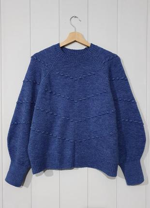 Оверсайз светр небесно блакитного кольору з широкими об'ємними рукавами у вінтажному ретро стилі4 фото