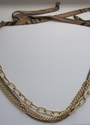 Кольє на зав'язках шнурках золоті ланцюги