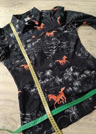 Сток сорочка з конями і кактусами 🌵 в ковбойському стилі 🤠 вінтаж з об'ємними рукавами asos7 фото