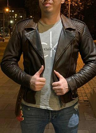 Кожаная куртка косуха cafe racer натуральная кожа размер 48 в идеале!