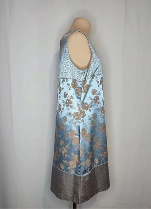 Сукня, сукня-футляр блакитна, атласна, віскоза, квітковий принт4 фото