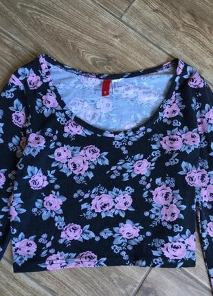 Крпсивый укороченный топ кофточка в цветы h&m2 фото