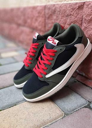 Кроссовки nike air jordan 1 low fragment design cactus jack черные с зеленым