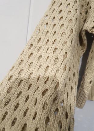 Укороченный свитер в крупную сетку h&m вязаный песочного бежевого цвета с широкими рукавами y2k ретро винтаж6 фото