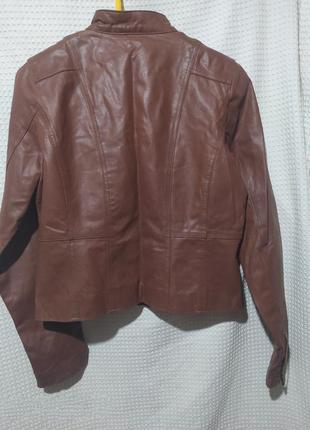 Х3. кожанная коричневая женская куртка на замку натуральная кожа7 фото