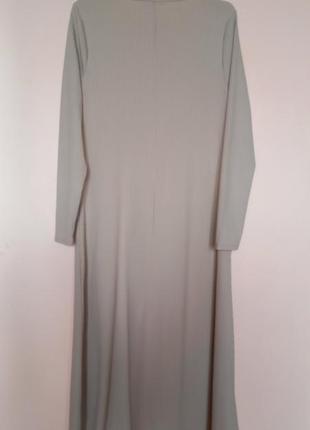Сіро-бежева еластична сукня в рубчик, платье беж в рубчик миди 46-50 р.6 фото