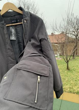 Нова чоловіча тепла парка / куртка у сірому відтінку від бренду boohoo6 фото