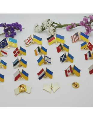 Качественные значки (пены) флаг украины, клетка украины, голубое желтое сердце. подарок для родных2 фото