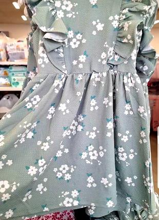 Плаття 104-110 розмір 3,4,5 рочки pepco сукня з рюшками літня для дівчинки, сукенка платтячко в квіточки хаккі олива2 фото