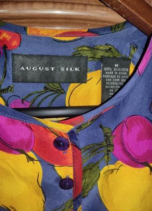 Винтажная шелковая блуза / рубашка august silk (100% шелк)8 фото