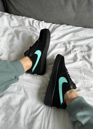 Женские кроссовки черные с зеленым nike air force 1 low x tiffany &amp; co v2