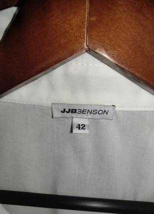 Біла котонова сорочка / блуза з запонками jjbenson (64% бавовна)7 фото