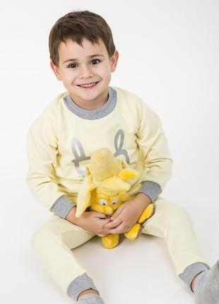 Детский трикотажный костюм с зайчиком лимонный3 фото