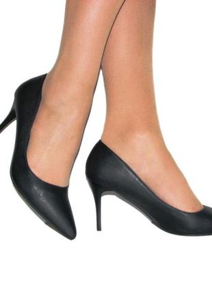 Женские черные туфли лодочки на шпильке эко кожа 36 37 38 39 401 фото