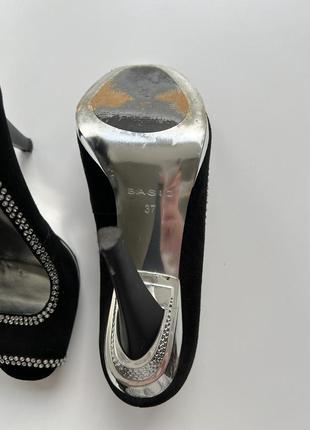 Туфли женские черные замшевые со стразами5 фото