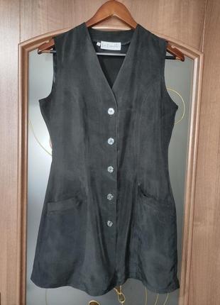 Шелковая винтажная удлиненная блуза / жилетка les essentiels (90-ти, 100% купро)