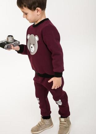 Детский трикотажный костюм утепленный с мишкой3 фото