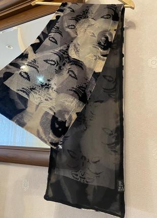 Панбархатний шовковий шарф чорно сірих кольорів2 фото