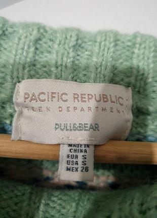 Оверсайз укорочений свитер pull&bear з візерунком орнамент із широкими рукавами в пастельних тонах y2k у вінтажному стилі ретро4 фото