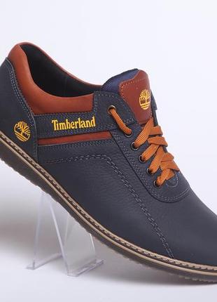 Мужские спортивные кожаные туфли timberland sheriff deep blue2 фото