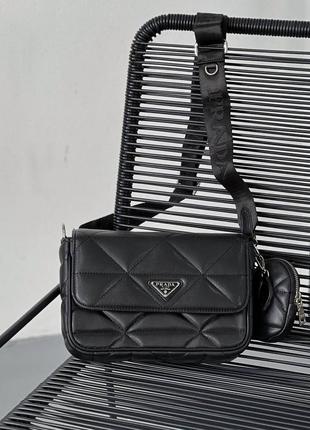 Prada re-nylon padded shoulder black сумка