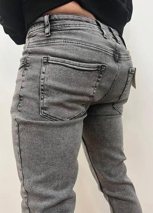 Обтягуючі чоловічі сірі джинси sea lion джинсові брюки світло-сірого кольору облягаючі topmen4 фото