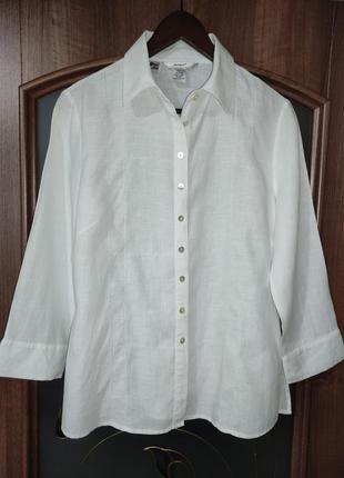Белоснежная льняная рубашка / блуза edvard (100% лен)