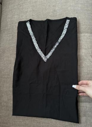 Легкое прямое черное платье, туника хл4 фото