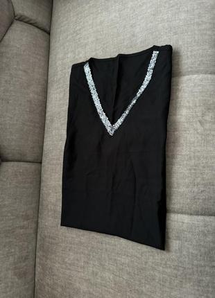 Легкое прямое черное платье, туника хл1 фото