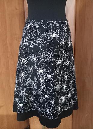 Юбка из льная черная с белым размером l