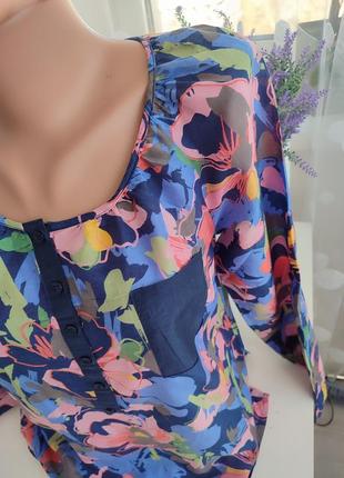 Шелковая коттоновая блузка в цветы10 фото